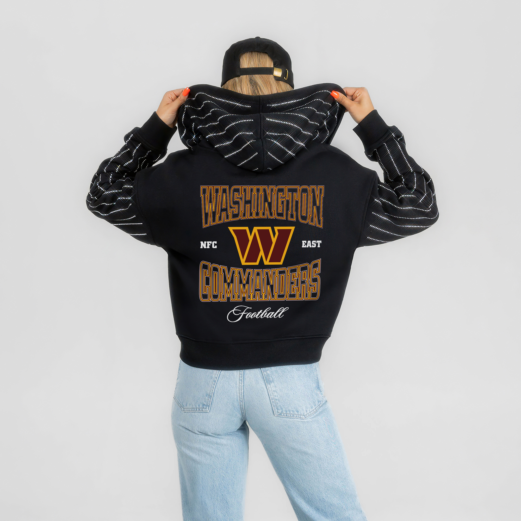 Women's Gameday Couture Black Washington Commanders Eyes on the Prize Mid-Crop Full-Zip Hoodie