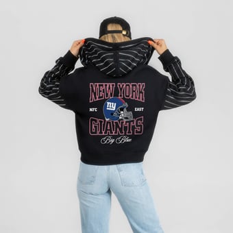 Women's Gameday Couture Black New York Giants Eyes on the Prize Mid-Crop Full-Zip Hoodie