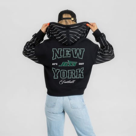 Women's Gameday Couture Black New York Jets Eyes on the Prize Mid-Crop Full-Zip Hoodie