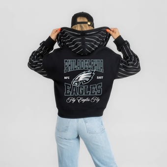 Women's Gameday Couture Black Philadelphia Eagles Eyes on the Prize Mid-Crop Full-Zip Hoodie