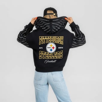Women's Gameday Couture Black Pittsburgh Steelers Eyes on the Prize Mid-Crop Full-Zip Hoodie