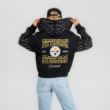 Women's Gameday Couture Black Pittsburgh Steelers Eyes on the Prize Mid-Crop Full-Zip Hoodie