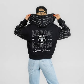 Women's Gameday Couture Black Las Vegas Raiders Eyes on the Prize Mid-Crop Full-Zip Hoodie