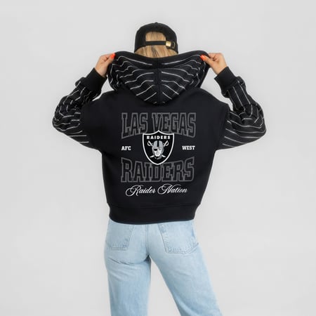 Women's Gameday Couture Black Las Vegas Raiders Eyes on the Prize Mid-Crop Full-Zip Hoodie