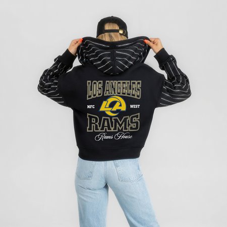 Women's Gameday Couture Black Los Angeles Rams Eyes on the Prize Mid-Crop Full-Zip Hoodie