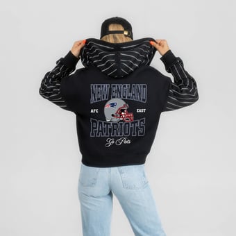 Women's Gameday Couture Black New England Patriots Eyes on the Prize Mid-Crop Full-Zip Hoodie