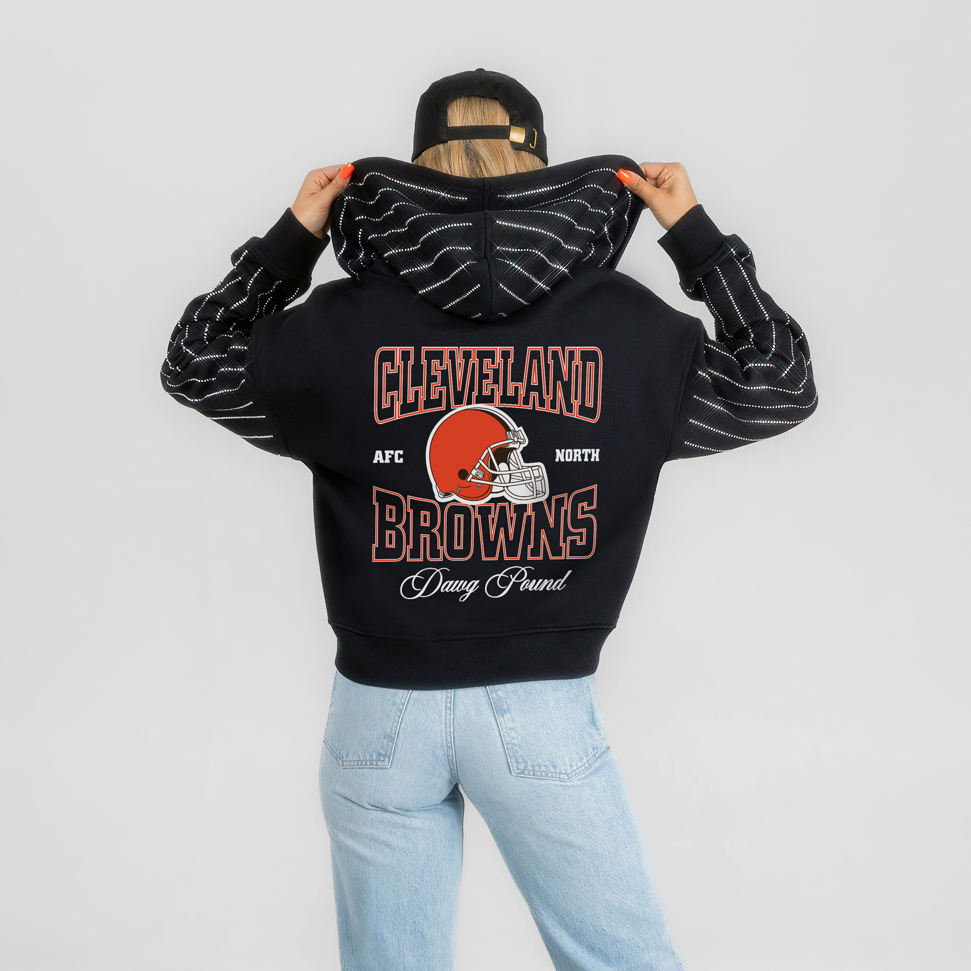 Women's Gameday Couture Black Cleveland Browns Eyes on the Prize Mid-Crop Full-Zip Hoodie