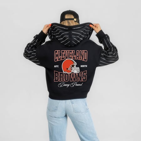 Women's Gameday Couture Black Cleveland Browns Eyes on the Prize Mid-Crop Full-Zip Hoodie