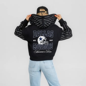 Women's Gameday Couture Black Dallas Cowboys Eyes on the Prize Mid-Crop Full-Zip Hoodie