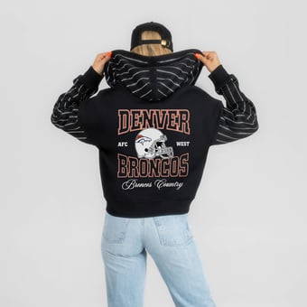 Women's Gameday Couture Black Denver Broncos Eyes on the Prize Mid-Crop Full-Zip Hoodie