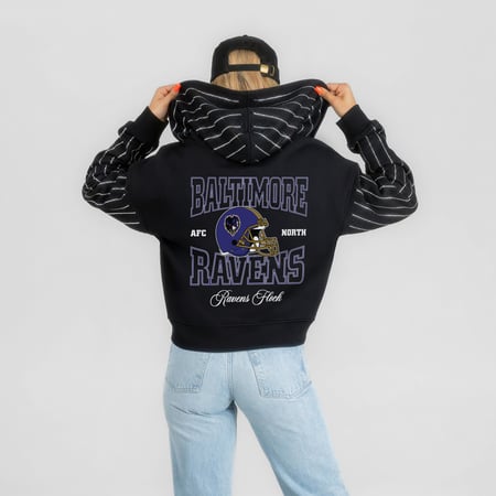 Women's Gameday Couture Black Baltimore Ravens Eyes on the Prize Mid-Crop Full-Zip Hoodie