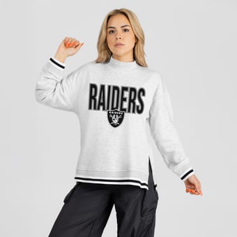 Women's Gameday Couture Ash Las Vegas Raiders Rally Point Contrast Stripe Mock Neck Sweatshirt
