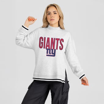 Women's Gameday Couture Ash New York Giants Rally Point Contrast Stripe Mock Neck Sweatshirt