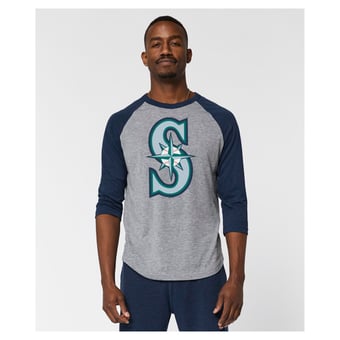 Men's Homage Gray Seattle Mariners Raglan Tri-Blend 3/4-Sleeve T-Shirt