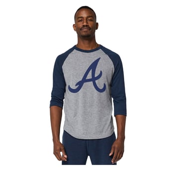 Men's Homage Gray Atlanta Braves Raglan Tri-Blend 3/4-Sleeve T-Shirt
