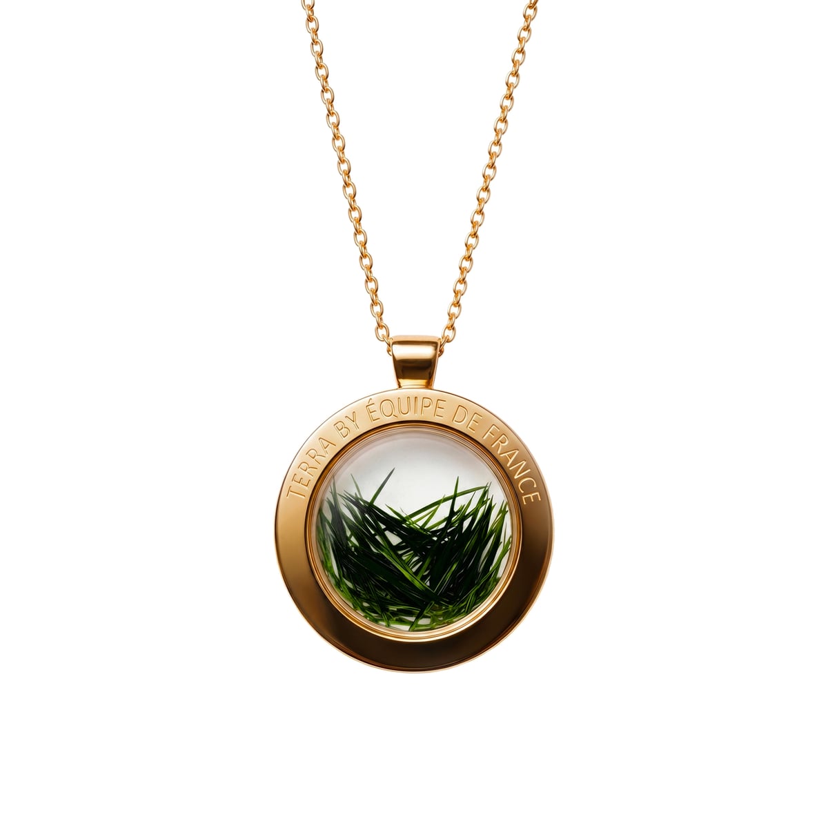 Collier Terra de l'équipe de France, acier plaqué or - Petit modèle