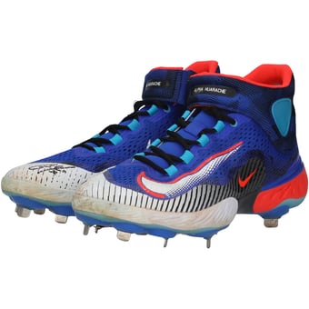 "Christian Yelich Milwaukee Brewers Autographed Game-Used Blue Nike Cleats vs. Pittsburgh Pirates on June 18, 2023 with ""Game Used"" Inscription"