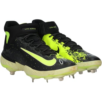 "Christian Yelich Milwaukee Brewers Autographed Game-Used Black/Green Nike Cleats from the 2024 MLB All-Star Game with ""Game Used 2024 ASG"" Inscription"