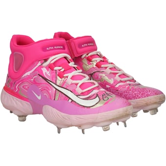 Christian Yelich Milwaukee Brewers Autographed Game-Used Pink Nike Cleats vs. St. Louis Cardinals on May 12, 2024 with "Game Used" Inscription