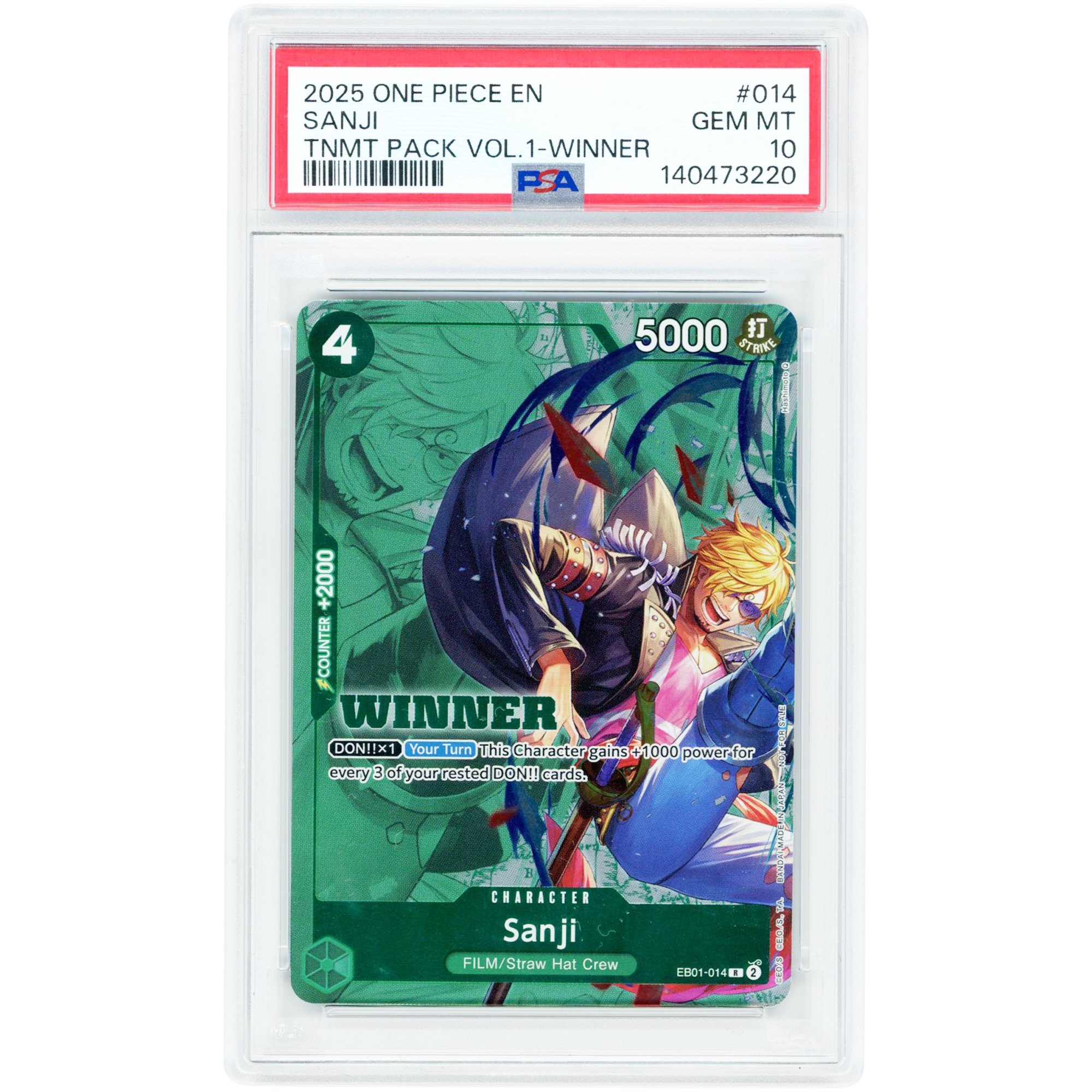 Sanji 2025 One Piece Promo Winner Pack '25 Vol. 1 #EB01-014 PSA Authenticated 10 Card