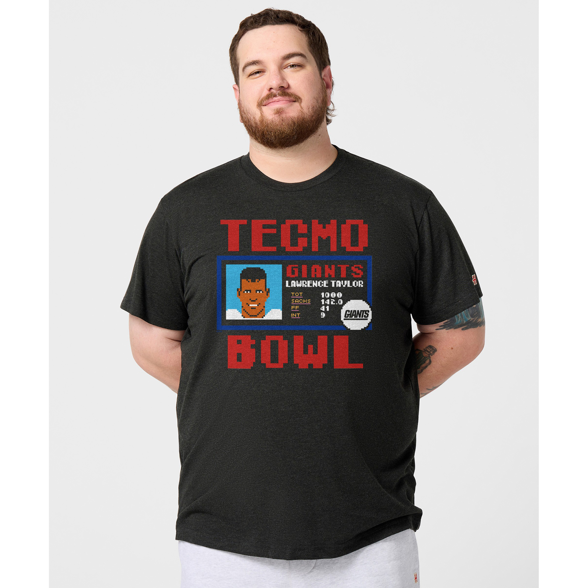 Unisex Homage Lawrence Taylor Charcoal New York Giants Tecmo Bowl Retired Player Graphic Tri-Blend T-Shirt