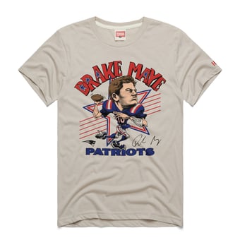 Unisex Homage Drake Maye Stone New England Patriots Caricature Player Graphic Tri-Blend T-Shirt