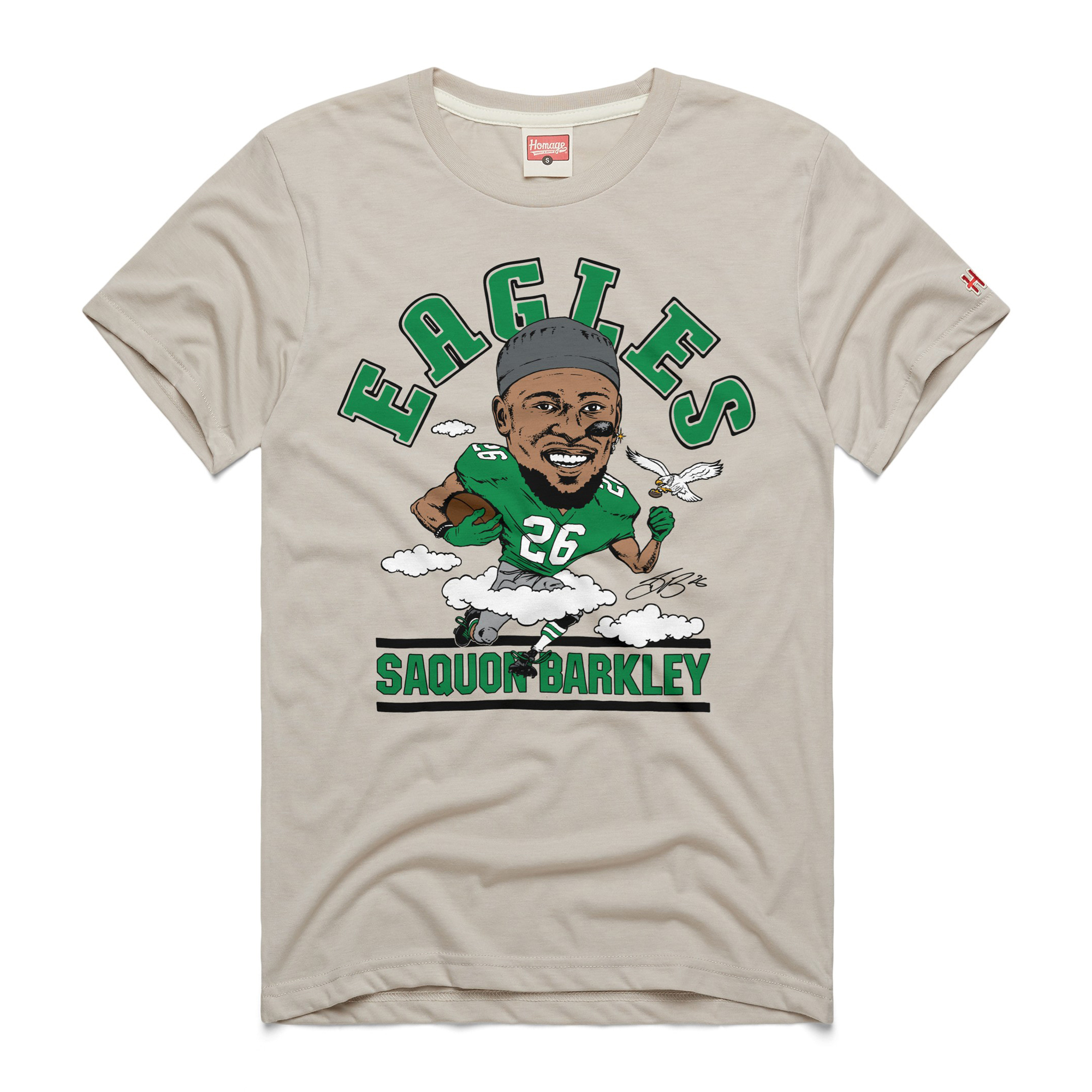 Unisex Homage Saquon Barkley Stone Philadelphia Eagles Caricature Player Graphic Tri-Blend T-Shirt