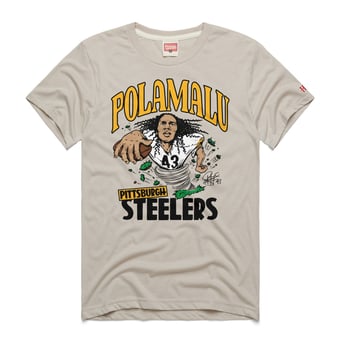 Unisex Homage Troy Polamalu Stone Pittsburgh Steelers Caricature Player Graphic Tri-Blend T-Shirt