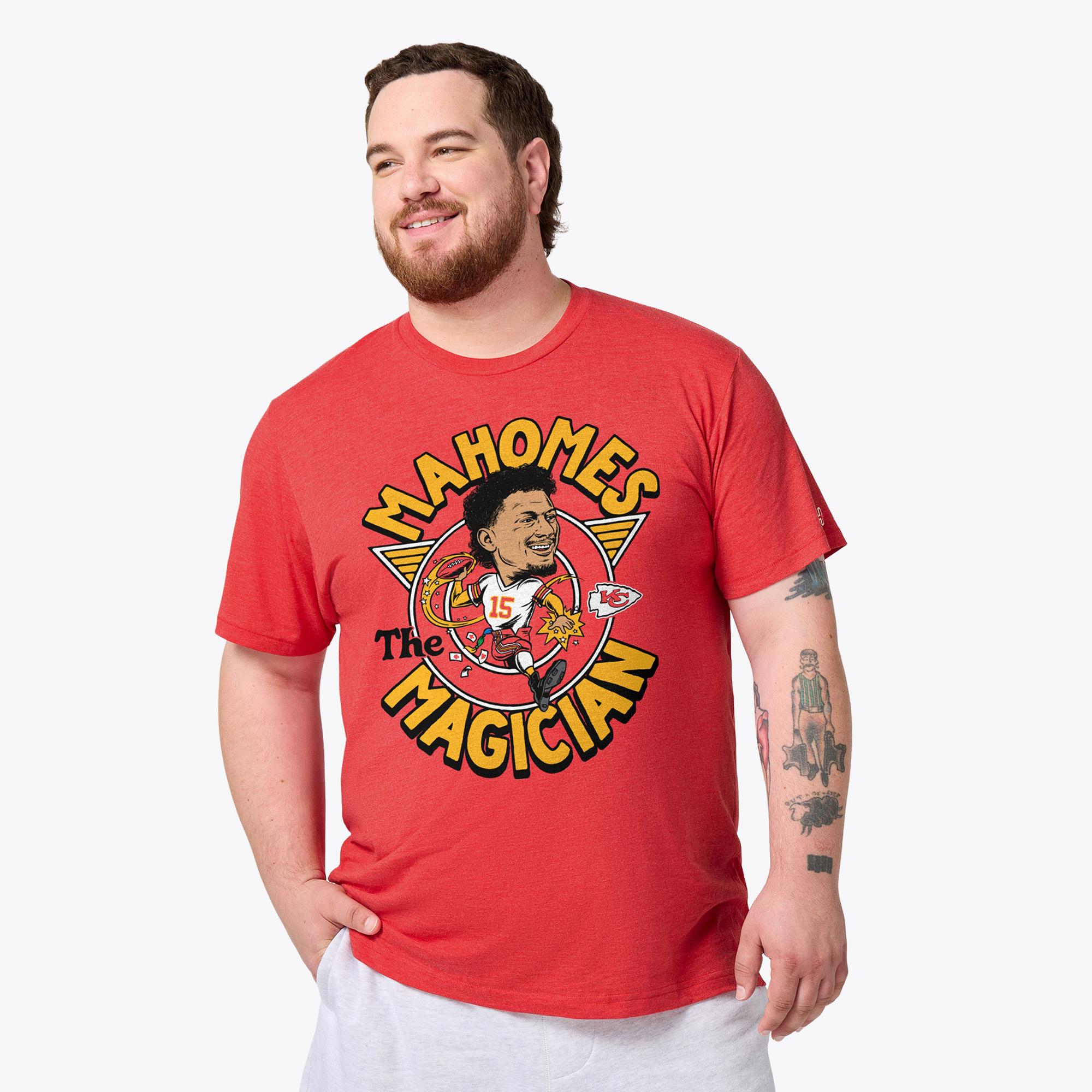 Unisex Homage Patrick Mahomes Red Kansas City Chiefs Caricature Player Graphic Tri-Blend T-Shirt