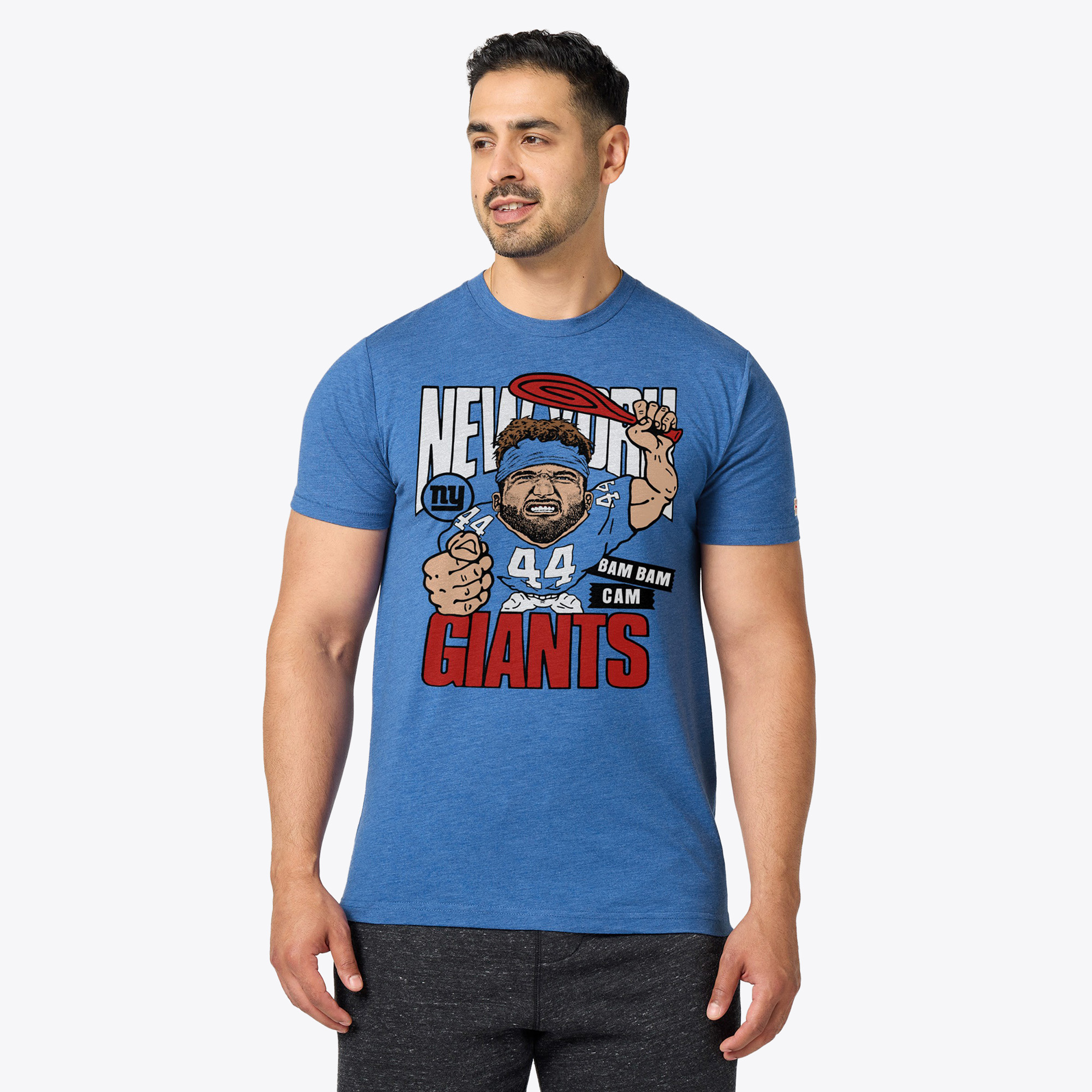 Homage Men's and Women's Cam Skattebo Royal New York Giants Caricature Player Graphic Tri-Blend T-Shirt - Royal