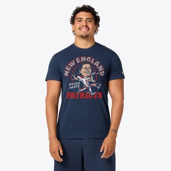 Unisex Homage Drake Maye Navy New England Patriots Caricature Player Graphic Tri-Blend T-Shirt