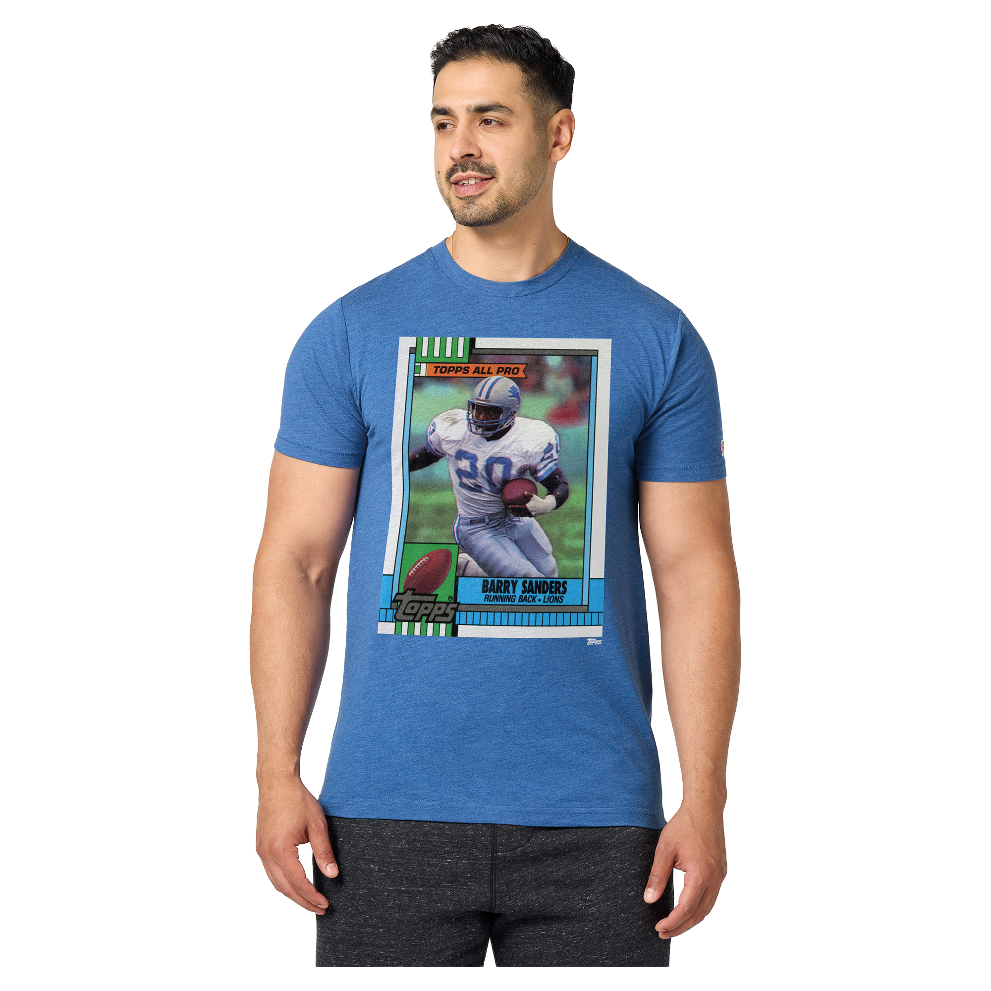 Unisex Homage Barry Sanders Blue Detroit Lions NFL Topps Trading Card Tri-Blend T-Shirt