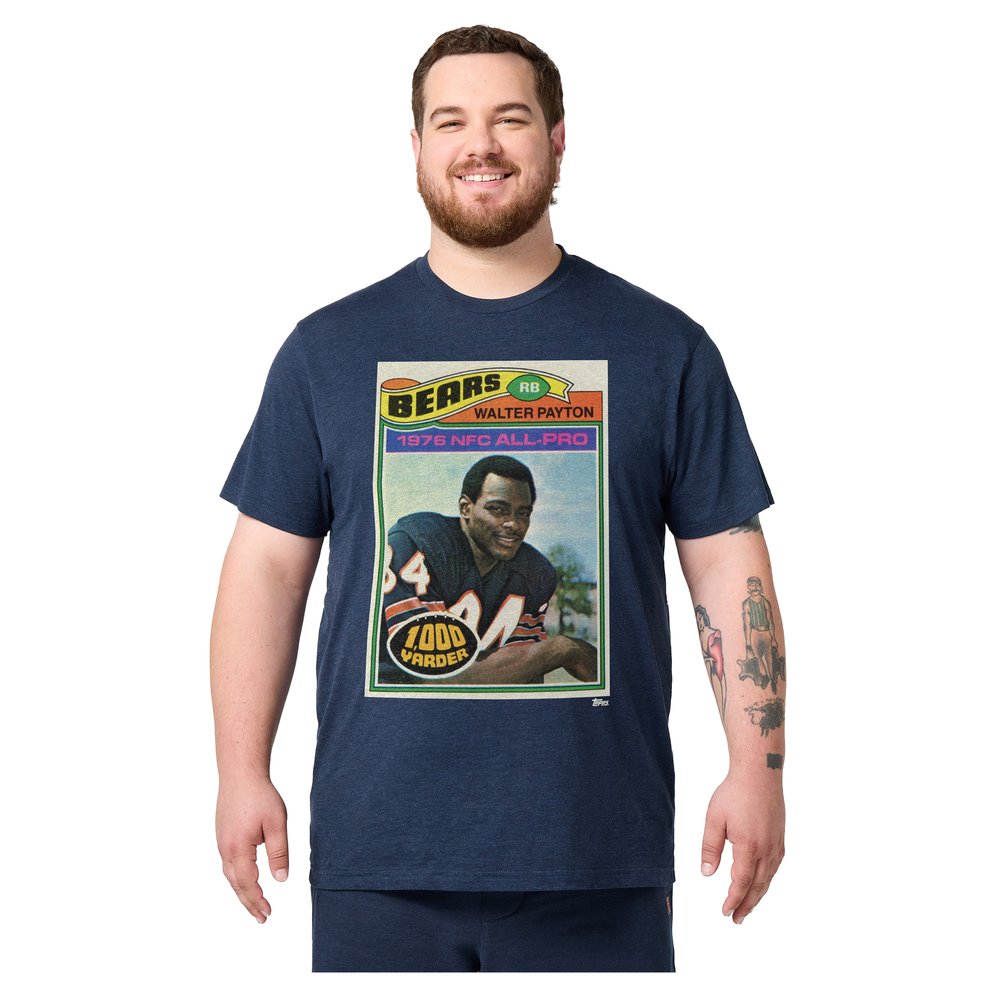 Unisex Homage Walter Payton Navy Chicago Bears NFL Topps Trading Card Tri-Blend T-Shirt