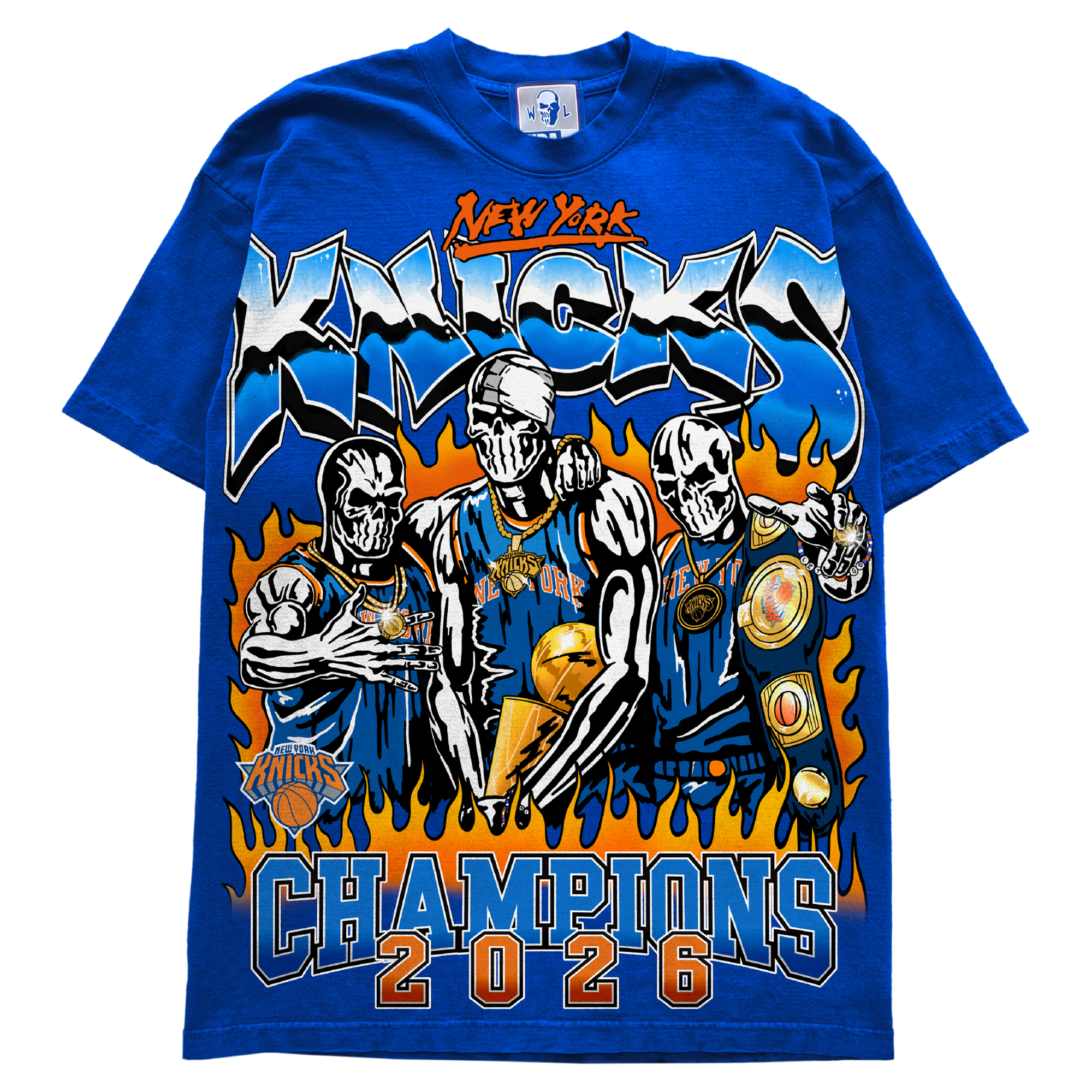 Men's Warren Lotas Blue New York Knicks 2026 NBA Finals Champions T-Shirt