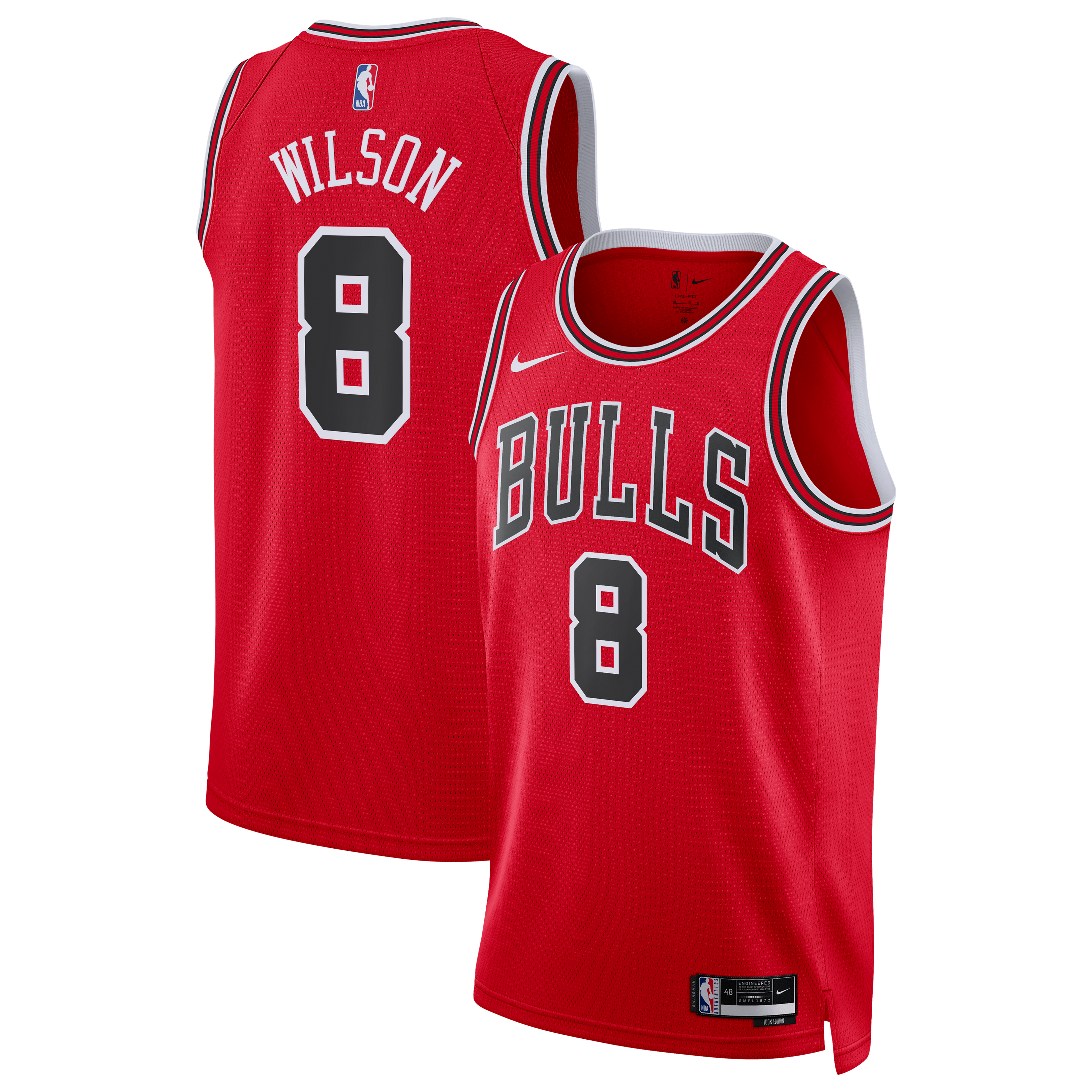 Unisex Nike Caleb Wilson Red Chicago Bulls 2026 NBA Draft Swingman Jersey - Icon Edition