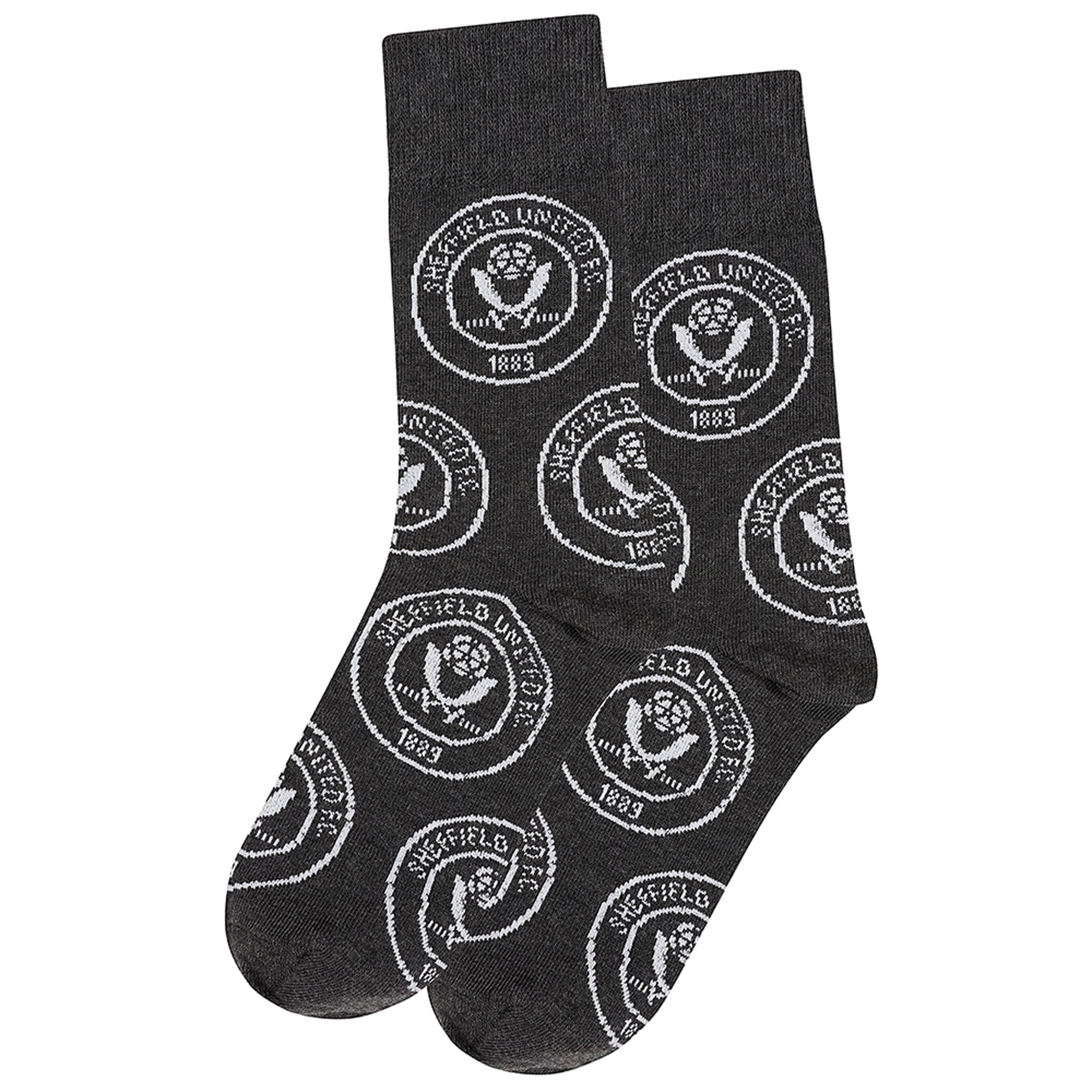 Sheffield United All Over Crest Sock - Grey - Mens