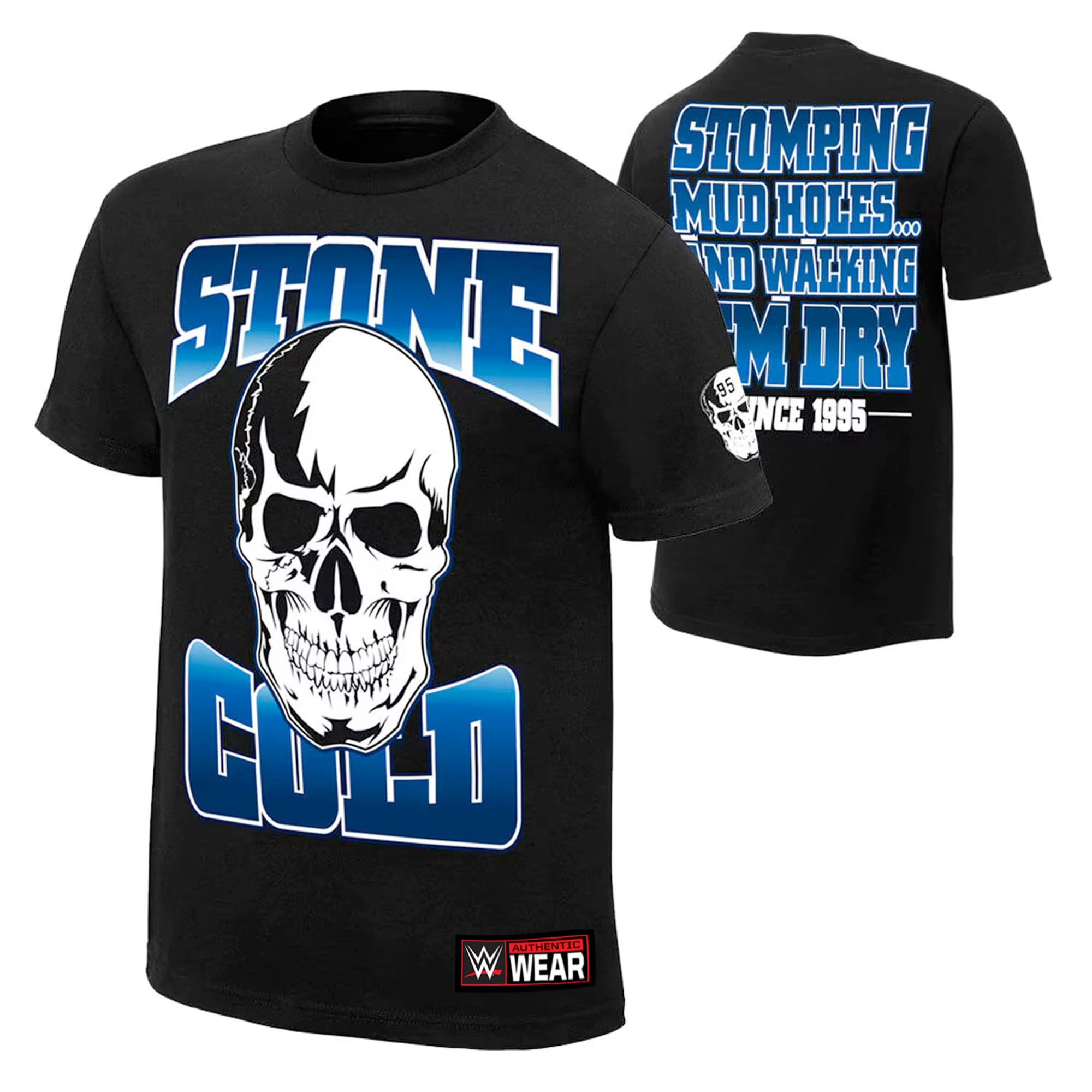Camiseta retro negra para hombre "Stone Cold" Steve Austin pisando barro desde 1995: retailer-supplied image