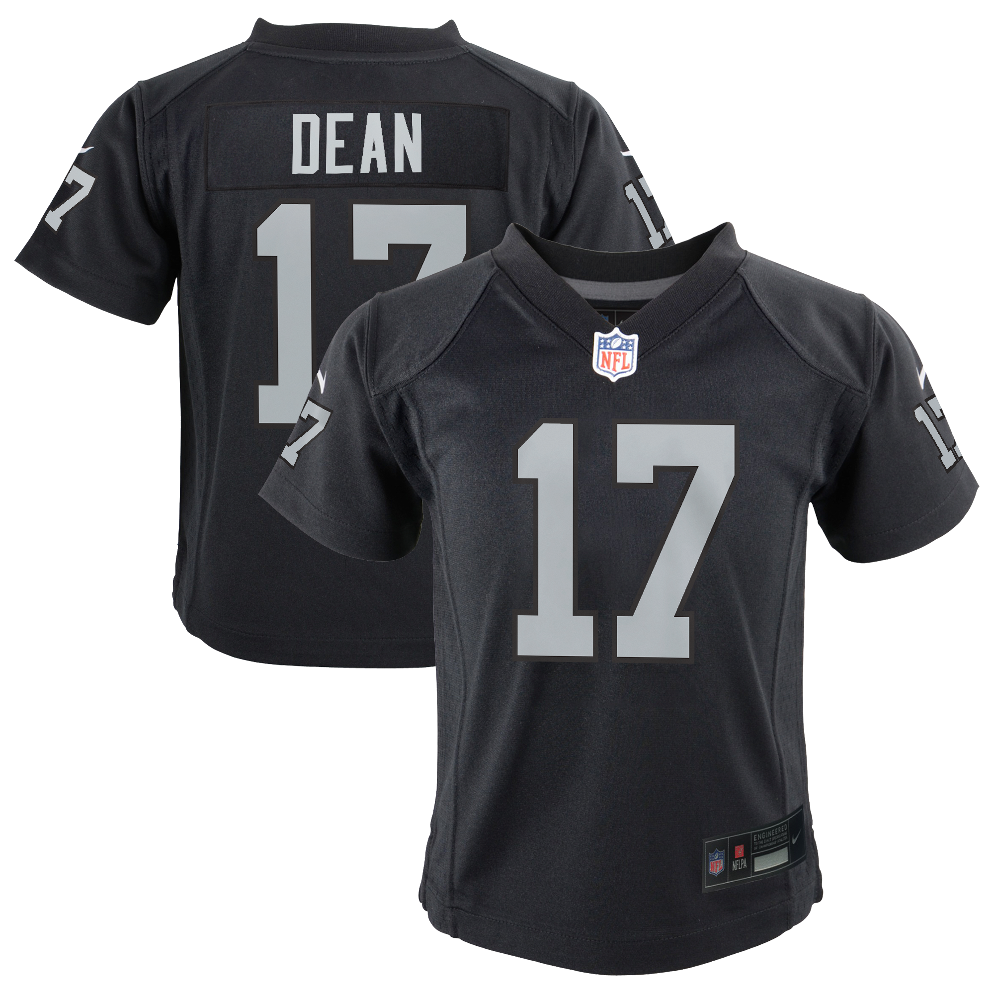 Maglia da gioco Nike dei Las Vegas Raiders per le partite in casa - Nera - Nakobe Dean - Ragazzi