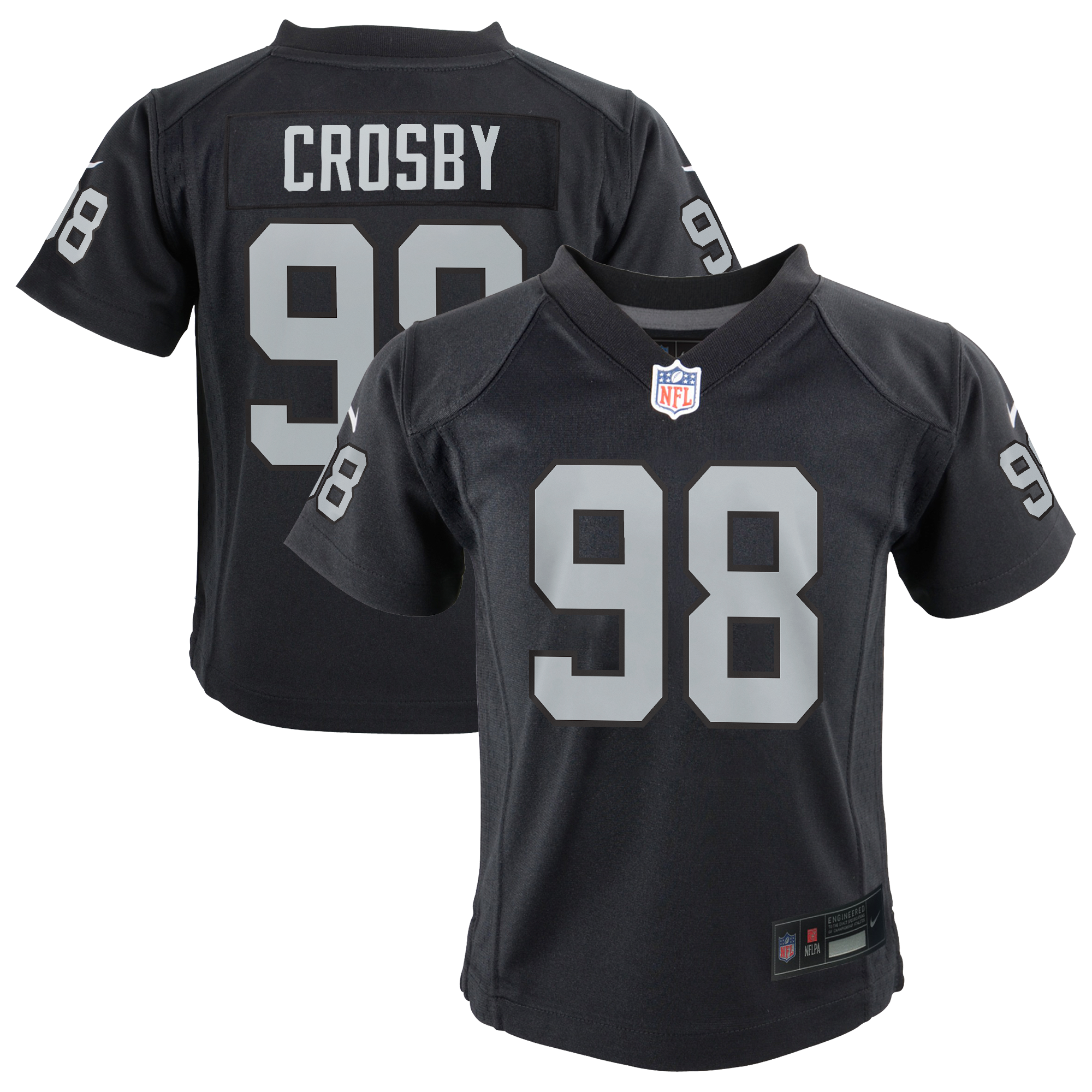 Maglia da gioco Nike dei Las Vegas Raiders per le partite in casa - Nera - Maxx Crosby - Ragazzi