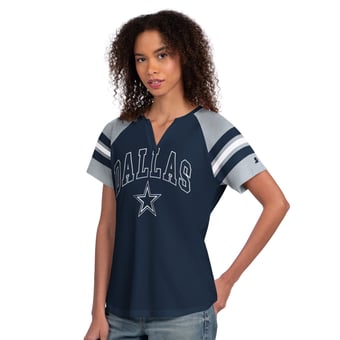 Women's Starter Navy Dallas Cowboys Game On Notch Neck T-Shirt