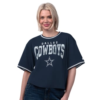 Women's Starter  Navy Dallas Cowboys Ace Cropped T-Shirt