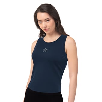 Women's  Starter  Navy Dallas Cowboys Athleisure Cropped Tank Top