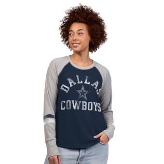 Women's Starter  Navy Dallas Cowboys Waffle Raglan Long Sleeve T-Shirt