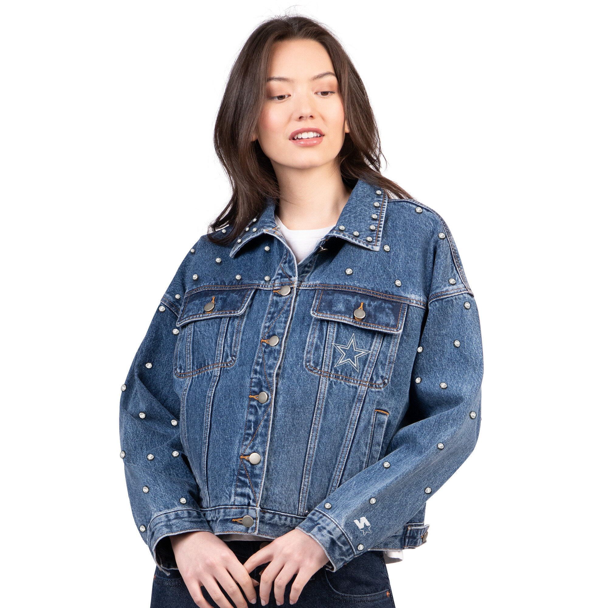 Women's G-III 4Her by Carl Banks  Blue Dallas Cowboys Pearl Icon Full Button Denim Jacket