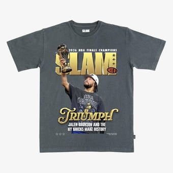 Unisex SLAM Jalen Brunson Charcoal New York Knicks 2026 NBA Finals Champions Cover T-Shirt