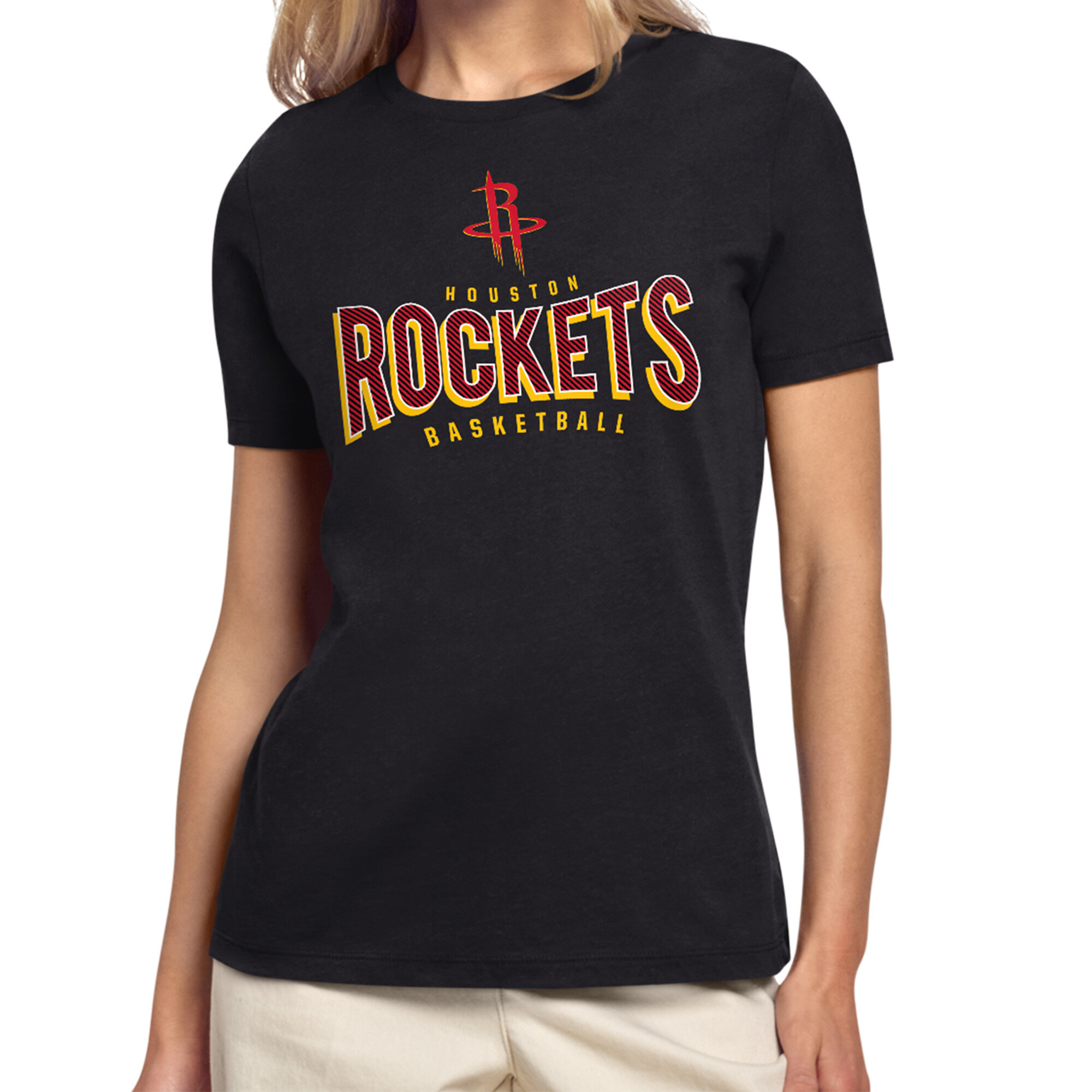 Women's Starter Black Houston Rockets Under the Arch T-Shirt