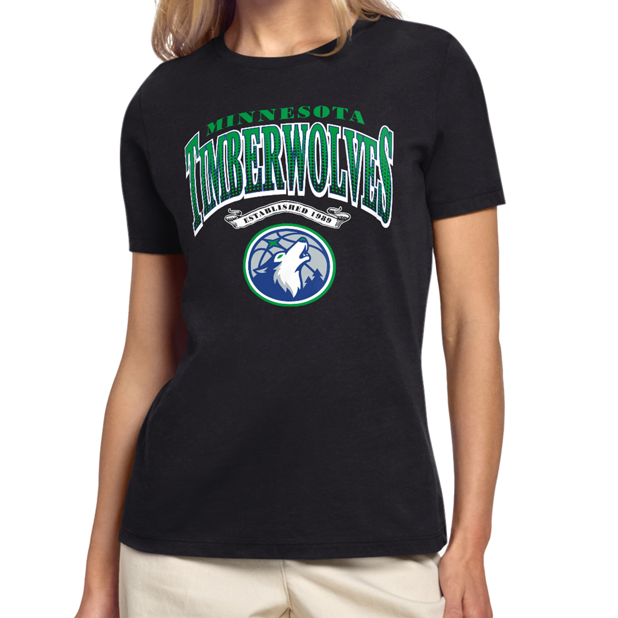 Women's Starter Black Minnesota Timberwolves Three-Point Legacy T-Shirt