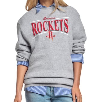 Women's Starter Gray Houston Rockets Arch Stripe Fleece Sweatshirt