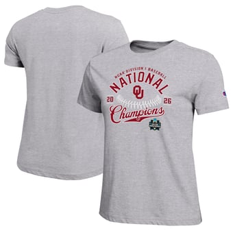 Women's Champion Gray Oklahoma Sooners 2026 NCAA Baseball Men's College World Series Champions Core T-Shirt