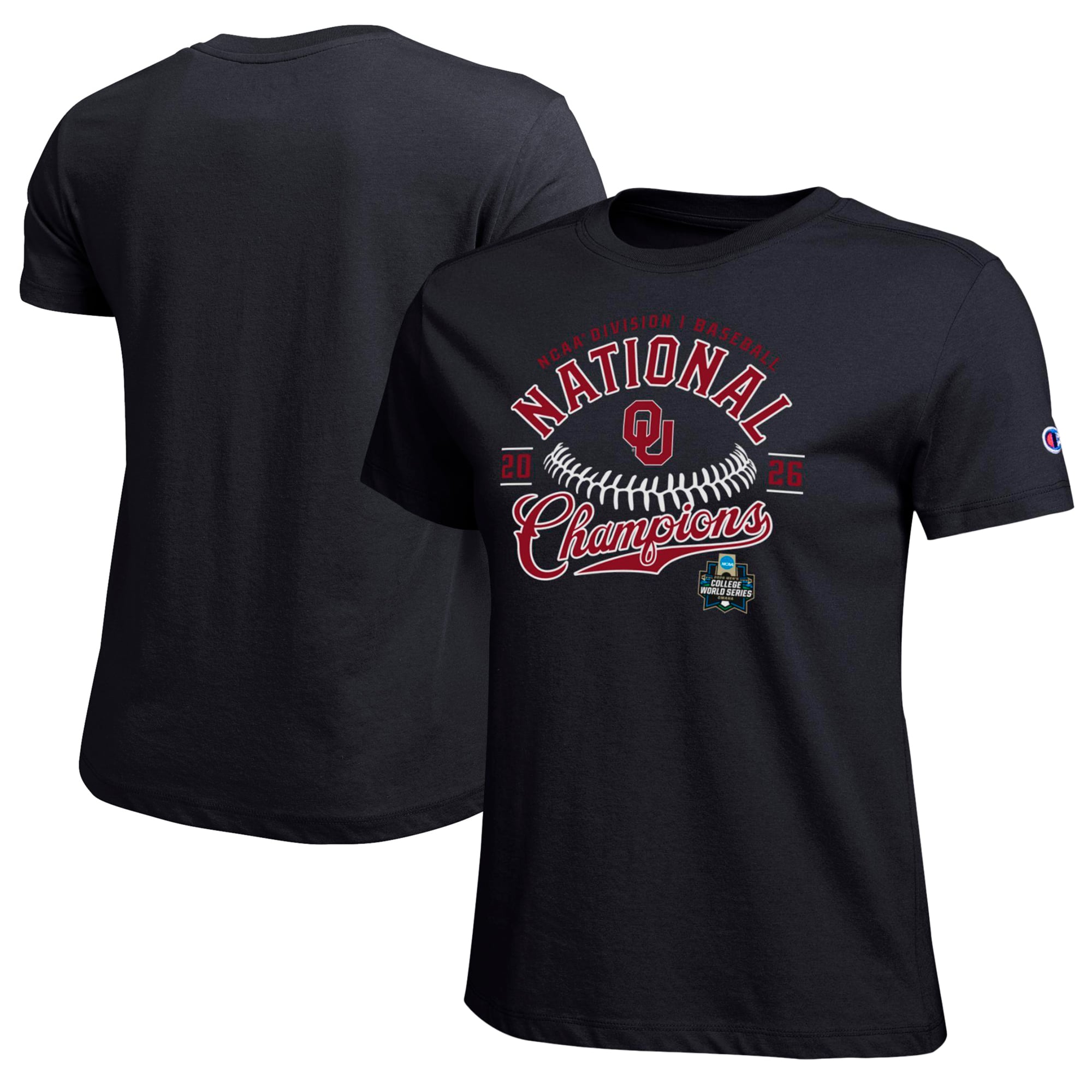 Women's Champion Black Oklahoma Sooners 2026 NCAA Baseball Men's College World Series Champions Core T-Shirt